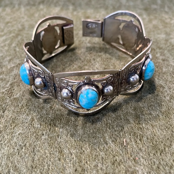 Vintage Hubbell Glass Mexico Alpaca Bracelet - Picture 7 of 16